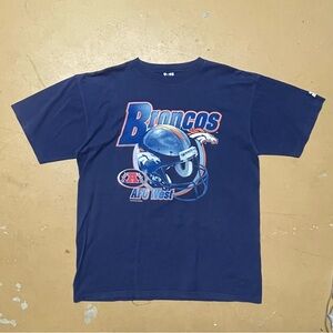 1999 Starter Denver Broncos Navy Graphic Tee - Broncos Helmet Logo XL